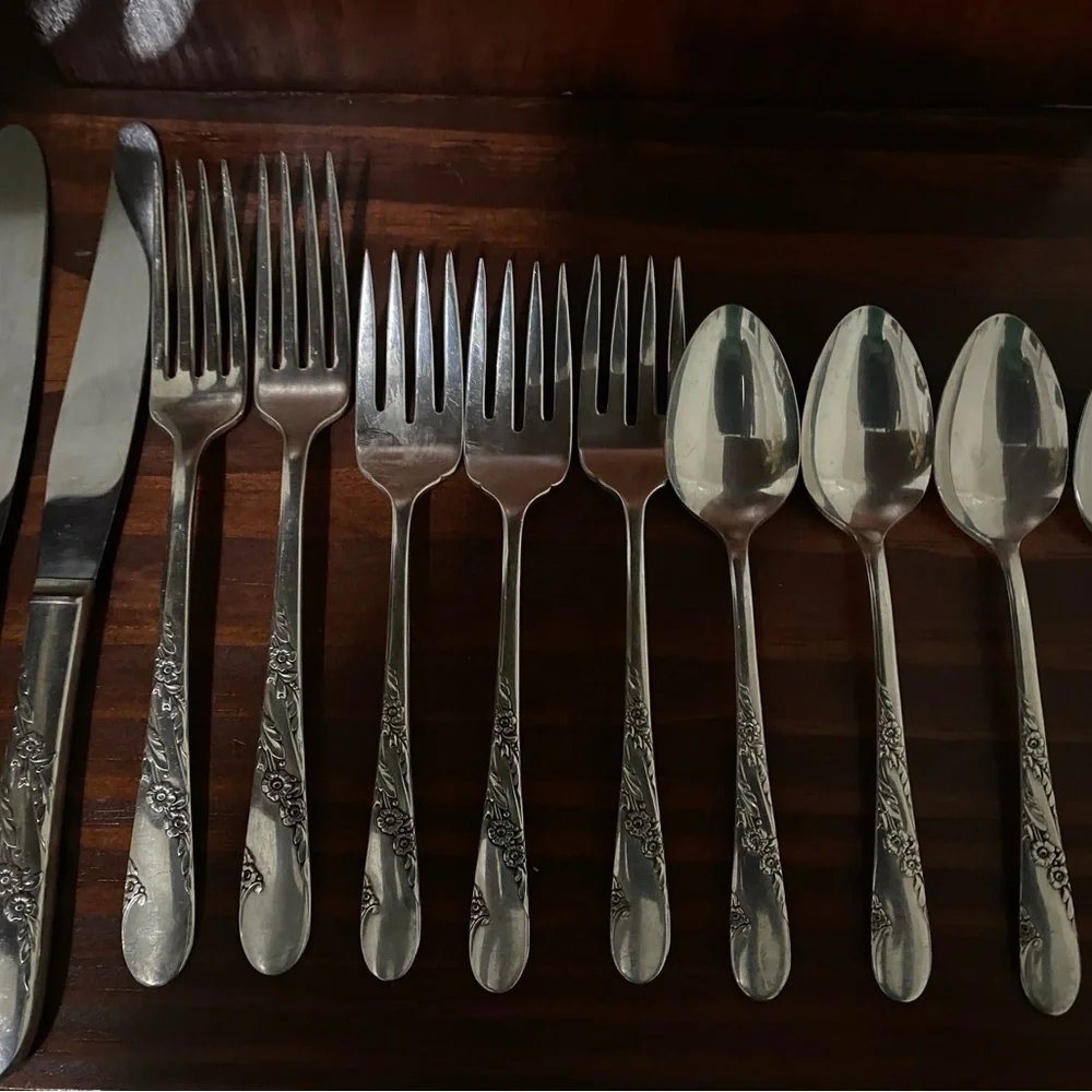 VTG 17 Piece 1950 Oneida Tudor Plate Community Bridal Wreath Floral Pattern